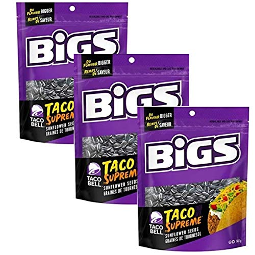 BIGS Taco Bell Taco Supreme Flavored Sunflower Seeds - 5.35oz Bags (Pack of 3) | Spicy Snack for Road Trips, Game Nights & Movie Time