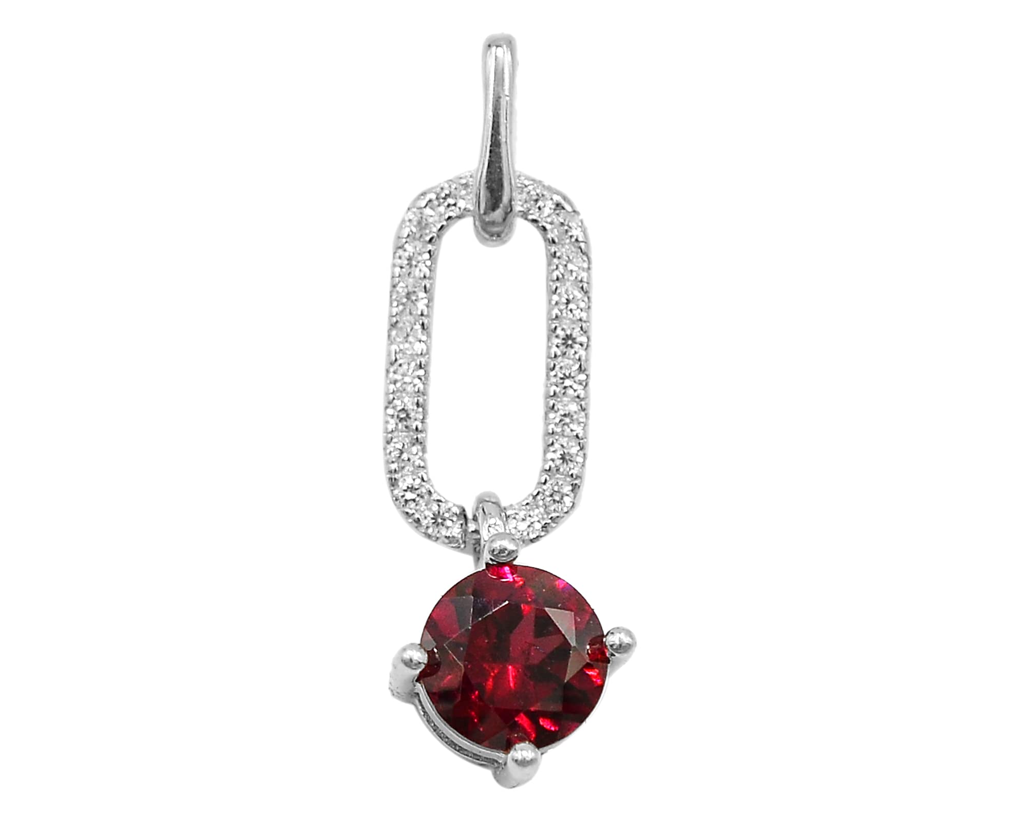 925 Sterling Silver 6mm Round Cut Natural Red Rhodolite Garnet Jewelry Set - Ring, Earrings & Pendant for Women | January Birthstone Gift for Wife, Anniversary, Valentine's Day & Special Occasions