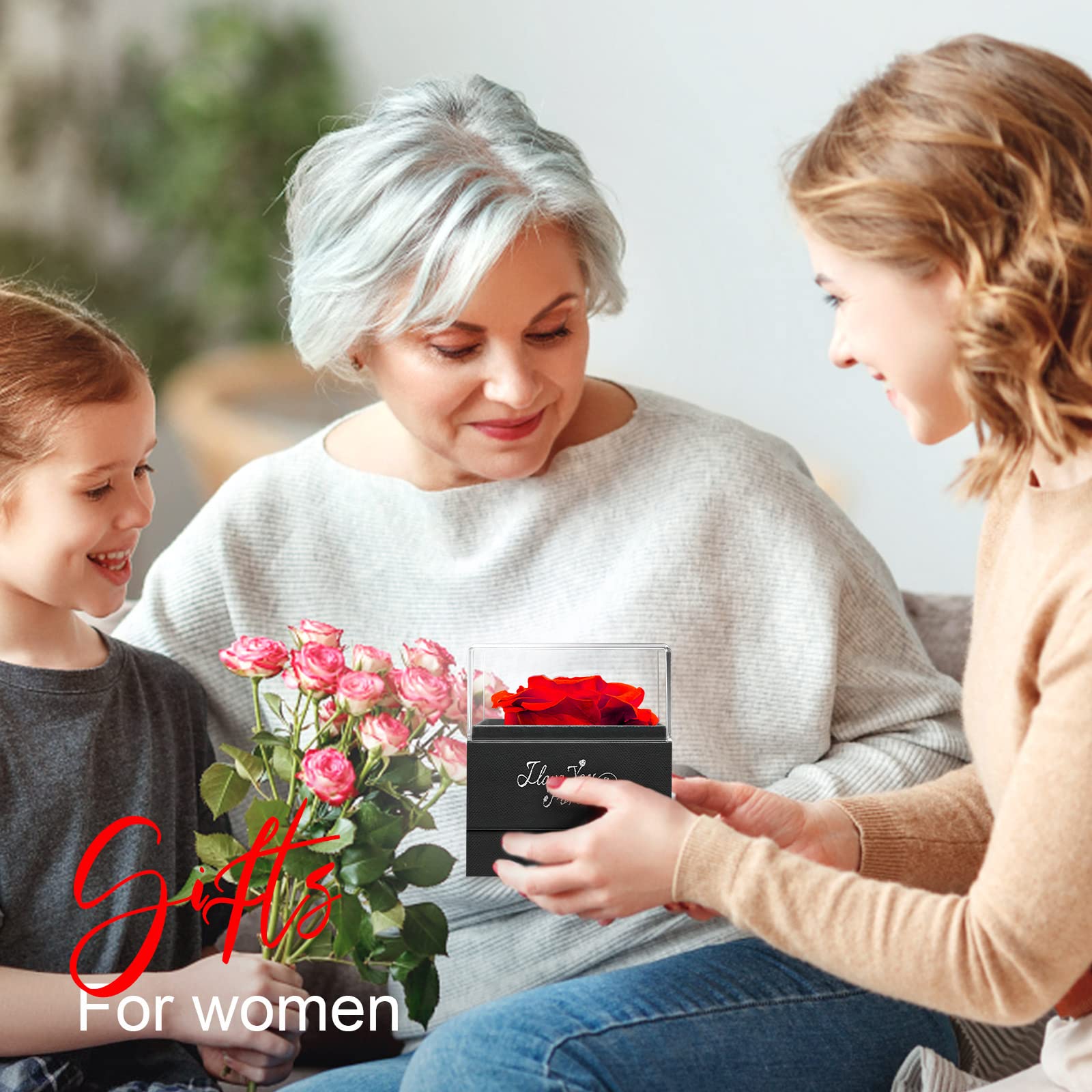 WILDLOVE Preserved Real Rose with 'I Love You' Necklace - Romantic Valentine's Day Gifts for Her, Wife, Girlfriend or Mom | Anniversary & Birthday Present for Women | Perfect for Date Nights, Proposals & Special Occasions