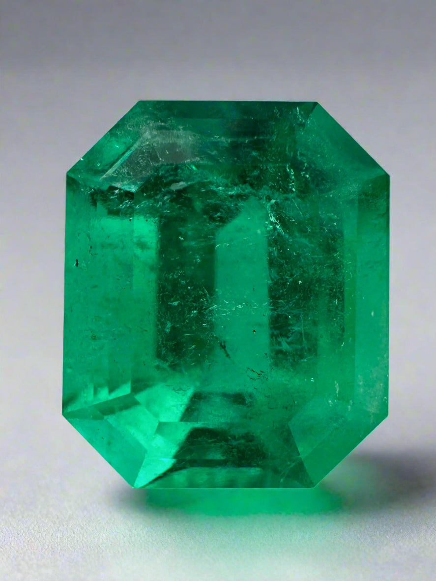 8.40 Carat 13x11mm AAA+ Fine Loose Colombian Emerald Gemstone - Emerald Cut for Jewelry Making, Engagement Rings & Luxury Gifts