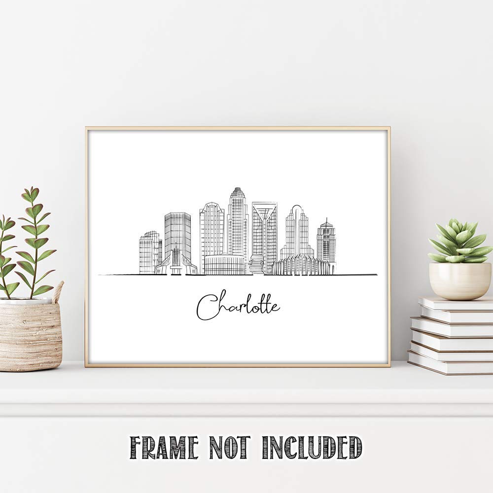 Charlotte Skyline Wall Art Print 11x14 - Perfect for Bedroom & Home Decor
