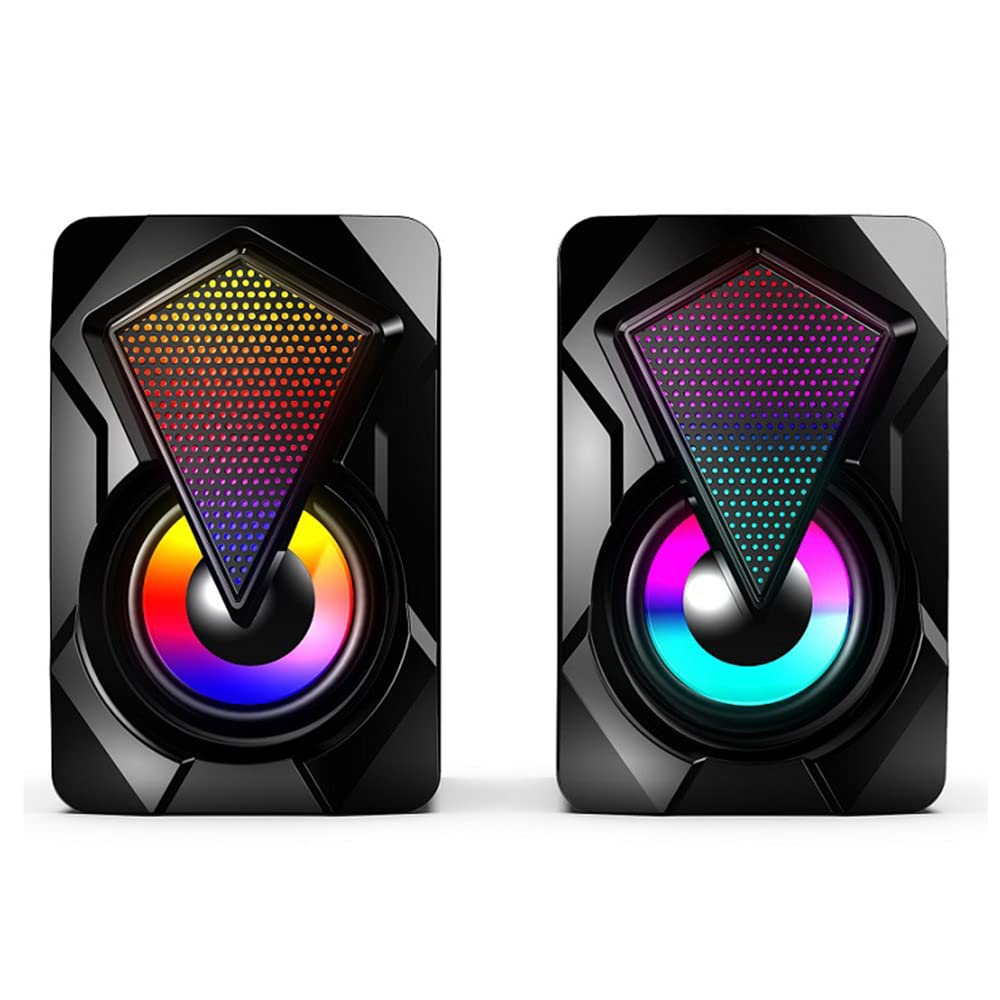 axGear USB-Powered 3.5mm Computer Speakers with LED Lights & Volume Control - Perfect for Laptop, Gaming & Home Office Setup