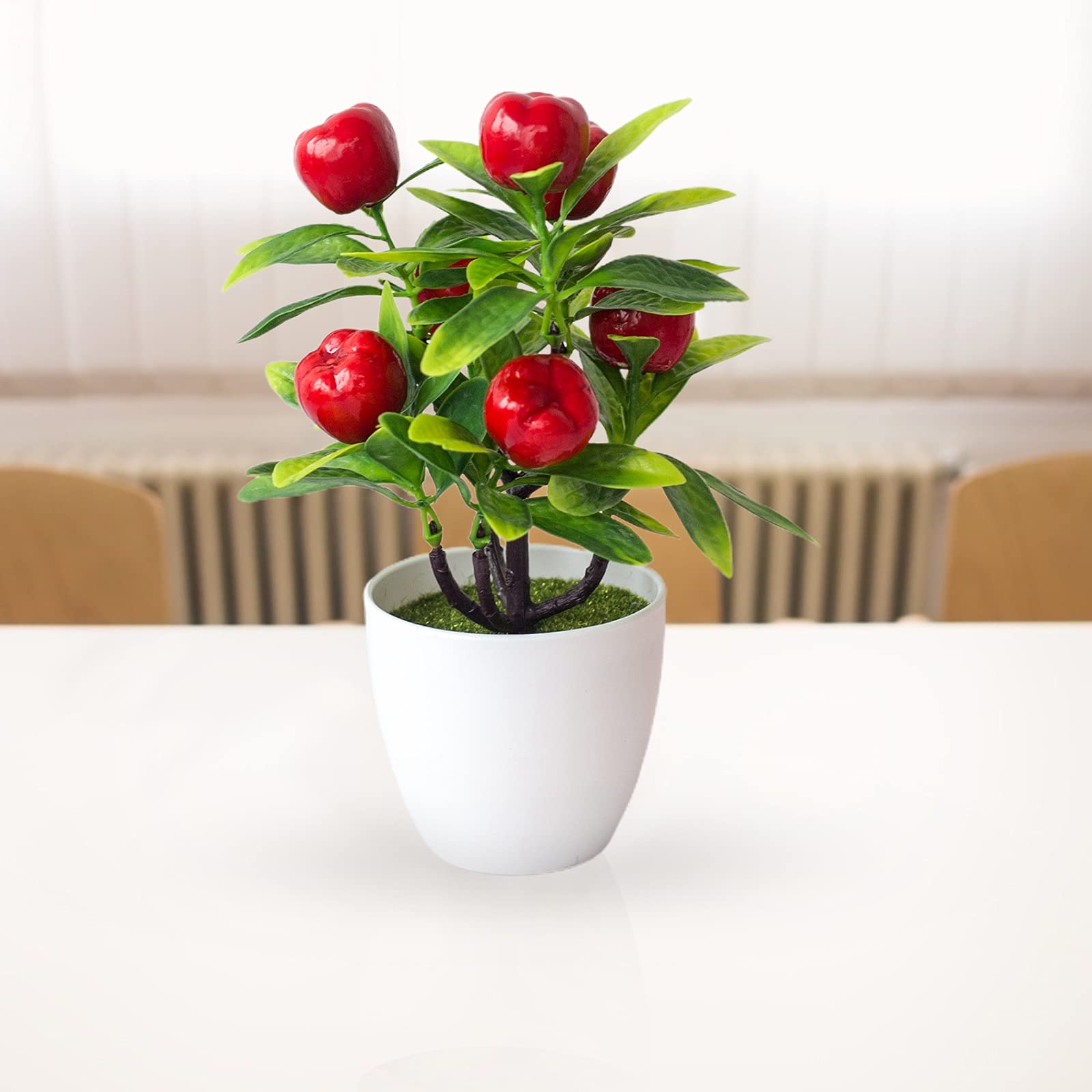 Artificial Apple Tree Potted Plant - Fake Plastic Fruit Tree Bonsai for Home Decor, Party & Living Room Tabletop Decoration | Perfect for Indoor Greenery, Wedding Centerpieces & Office Desk Decor