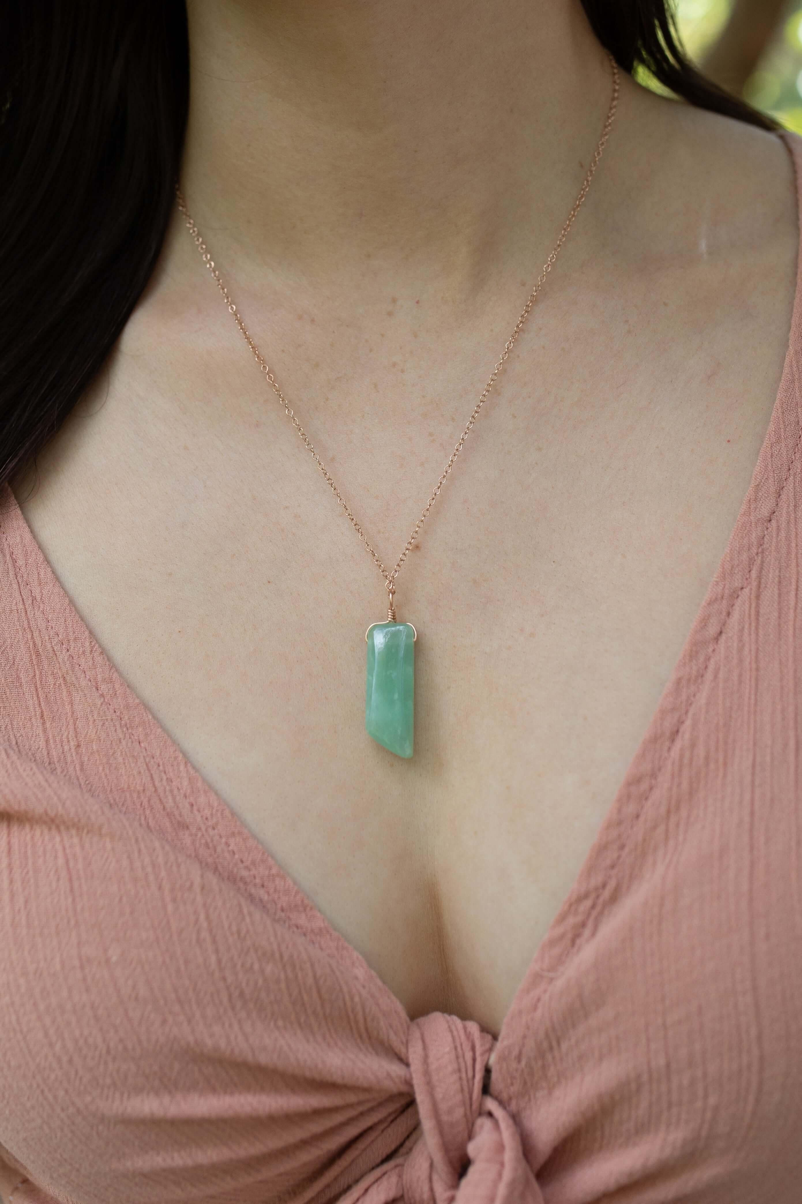 Natural Amazonite Crystal Necklace - Smooth Green Gemstone Pendant for Healing & Protection | Spiritual Jewelry for Meditation, Yoga & Energy Work
