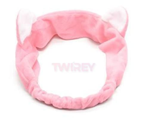TWIREY Cat Ears Hair Band - Adjustable Elastic Headband for Women, Washable Face Spa Headband for Makeup, Skincare & Facial Care - Fits All Head Sizes (Multicolor) - Perfect for Salon, Spa, Home Beauty Routine & Self-Care Moments