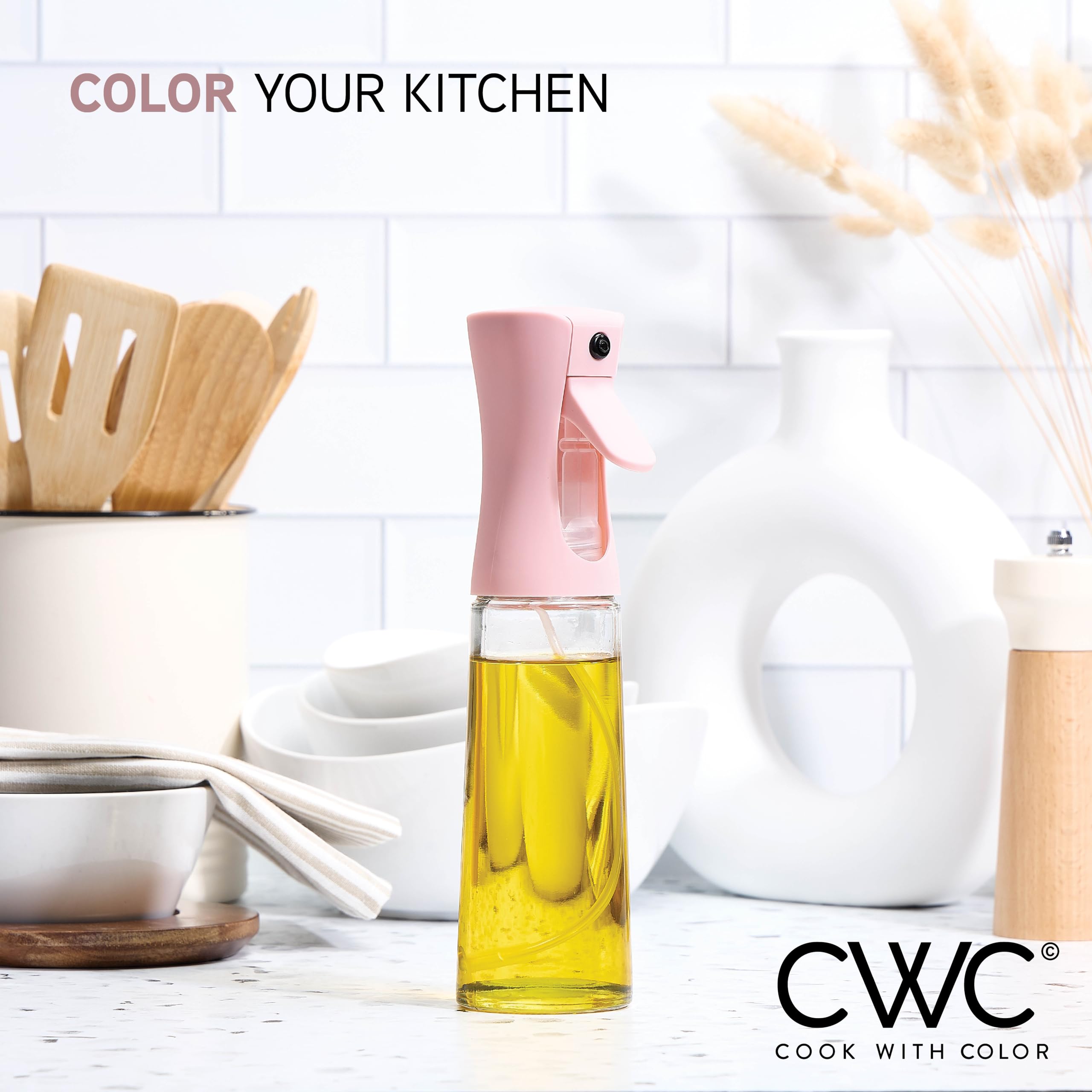 Healthy Olive Oil Spray Bottle for Cooking, BBQ & Air Fryers - Non-Slip Handle
