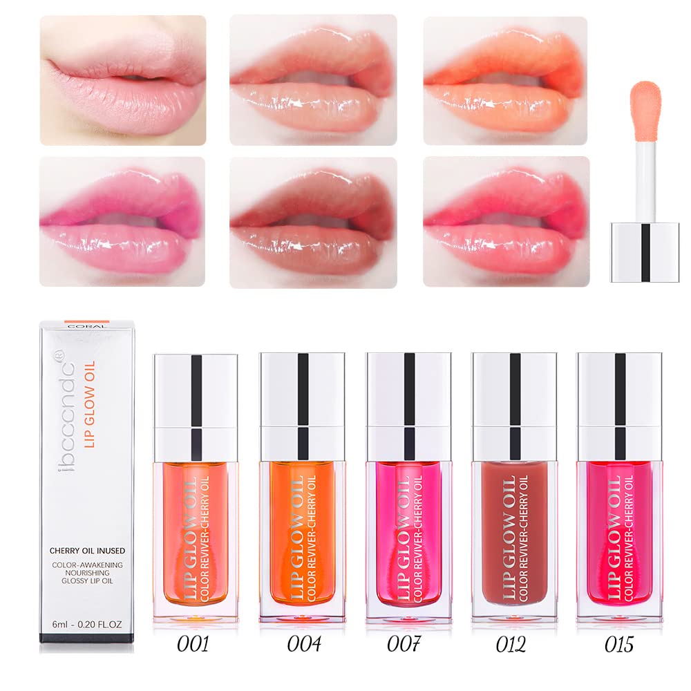 Hydrating Lip Glow Oil - Moisturizing & Plumping Lip Gloss, Non-Sticky Long Lasting Tinted Lip Oil with Rosewood (#012) to Reduce Lip Lines | Perfect for Daily Hydration, Night Care & Makeup Looks
