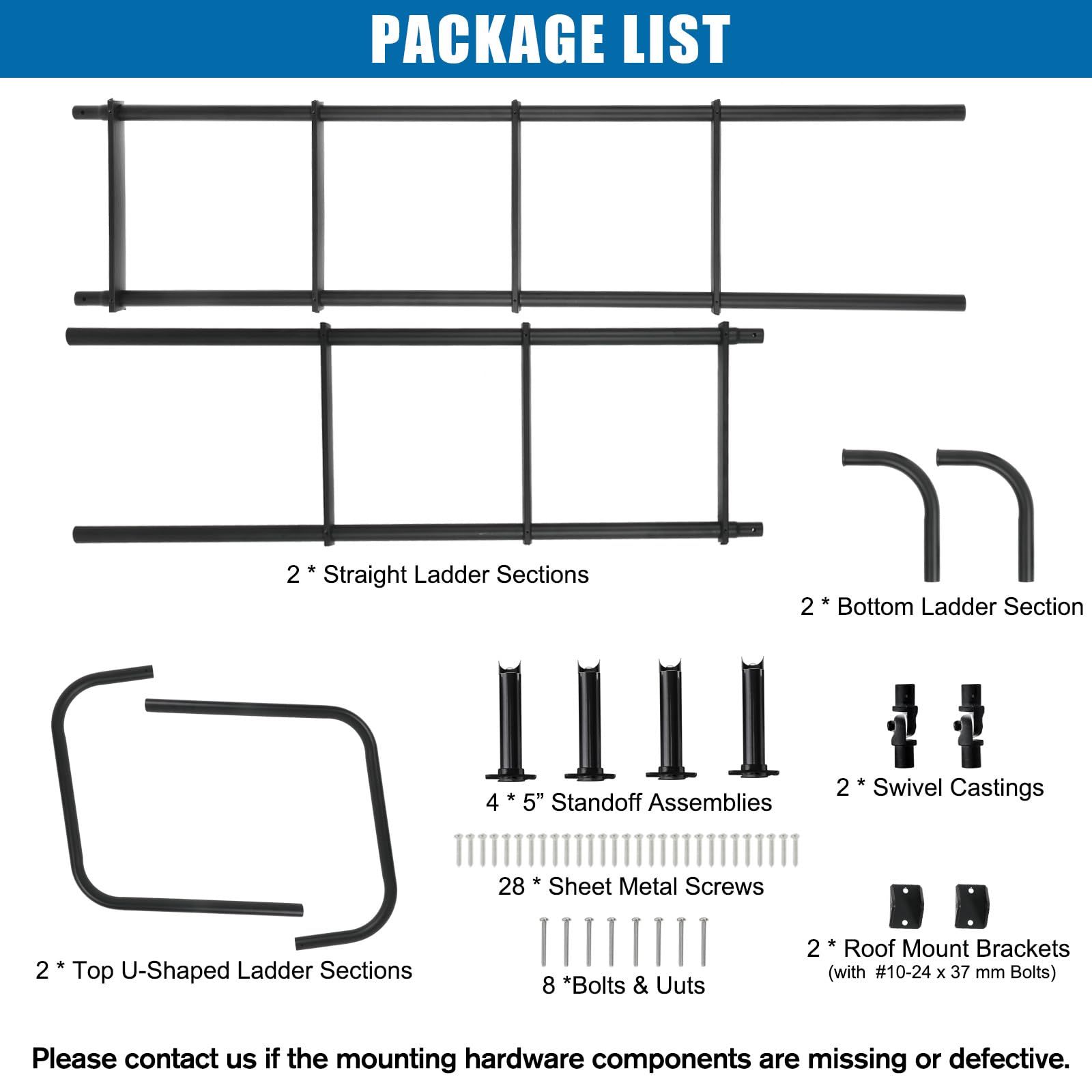 Universal Black Aluminum RV Ladder 7.6FT-8.4FT for Travel Trailers - 250lbs Weight Capacity - Durable Exterior Access Ladder for Camping & Outdoor Adventures