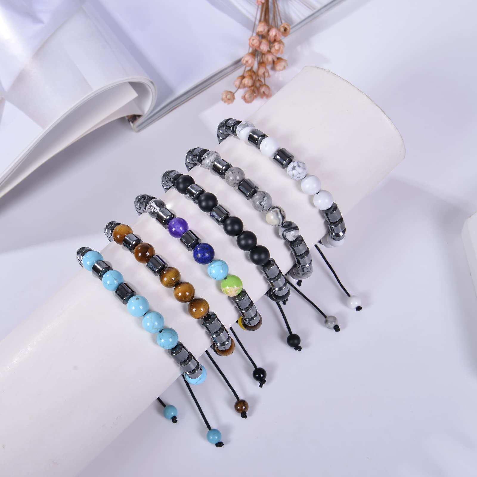 GelConnie 7 Chakra Healing Bracelet - 8mm Natural Lava Stone Yoga Beads for Stress Relief & Anxiety - Aromatherapy Essential Oil Diffuser Bangle - Perfect for Meditation, Yoga & Spiritual Healing