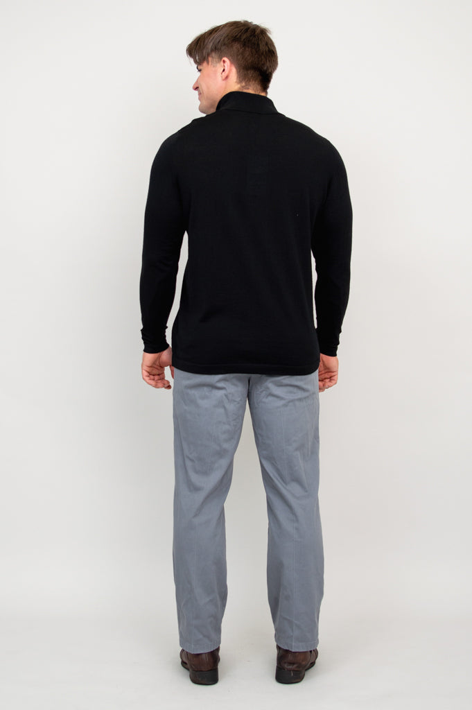 Andrew Men's Black 100% Merino Wool Sweater - Warm & Soft Winter Pullover for Casual Wear & Outdoor Activities
