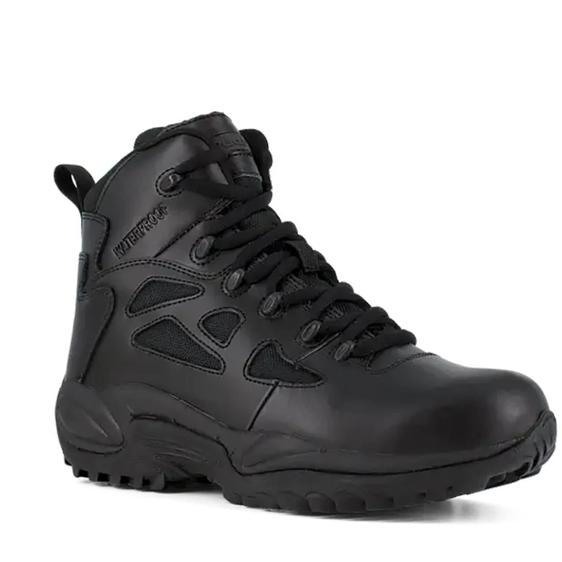 Rapid Response RB 6 Inch Soft Toe Waterproof Tactical Boots with Side Zip - Black | Lightweight Military Work Boots for Outdoor Hiking, Construction & Security Duty