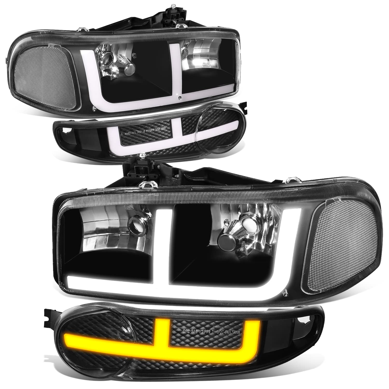 DNA MOTORING HL-LB4-DAN99-BK-CL1 Black Clear Headlights for 02-06 GMC Sierra 1500 Denali - Upgrade Your Ride