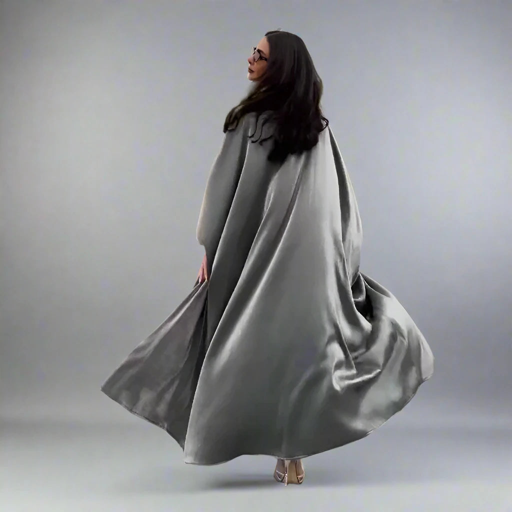 Elegant Hijab Batwing Sleeve Farasha Cardigan Open Abaya Dress for Muslim Women - Modest Islamic Fashion for Prayer, Eid, and Special Occasions