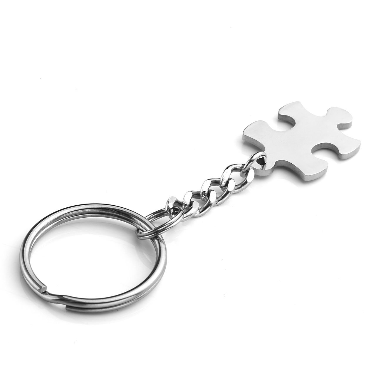 Personalized Engraved Couple Necklaces & Keychains - His and Hers Matching Puzzle Dog Tag Pendants with Gift Box - Romantic Anniversary Gifts for Couples, Valentine's Day, Wedding, Engagement