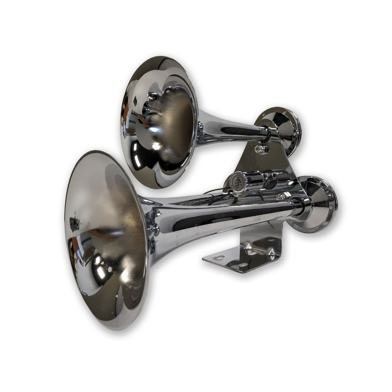 Fortpro 3 Round Chrome Trumpet Air Horn 12V/24V Heavy Duty Train Horn Kit for Trucks, Semi Trucks & Boats - Loud Warning Sound for Safety & Emergency Use