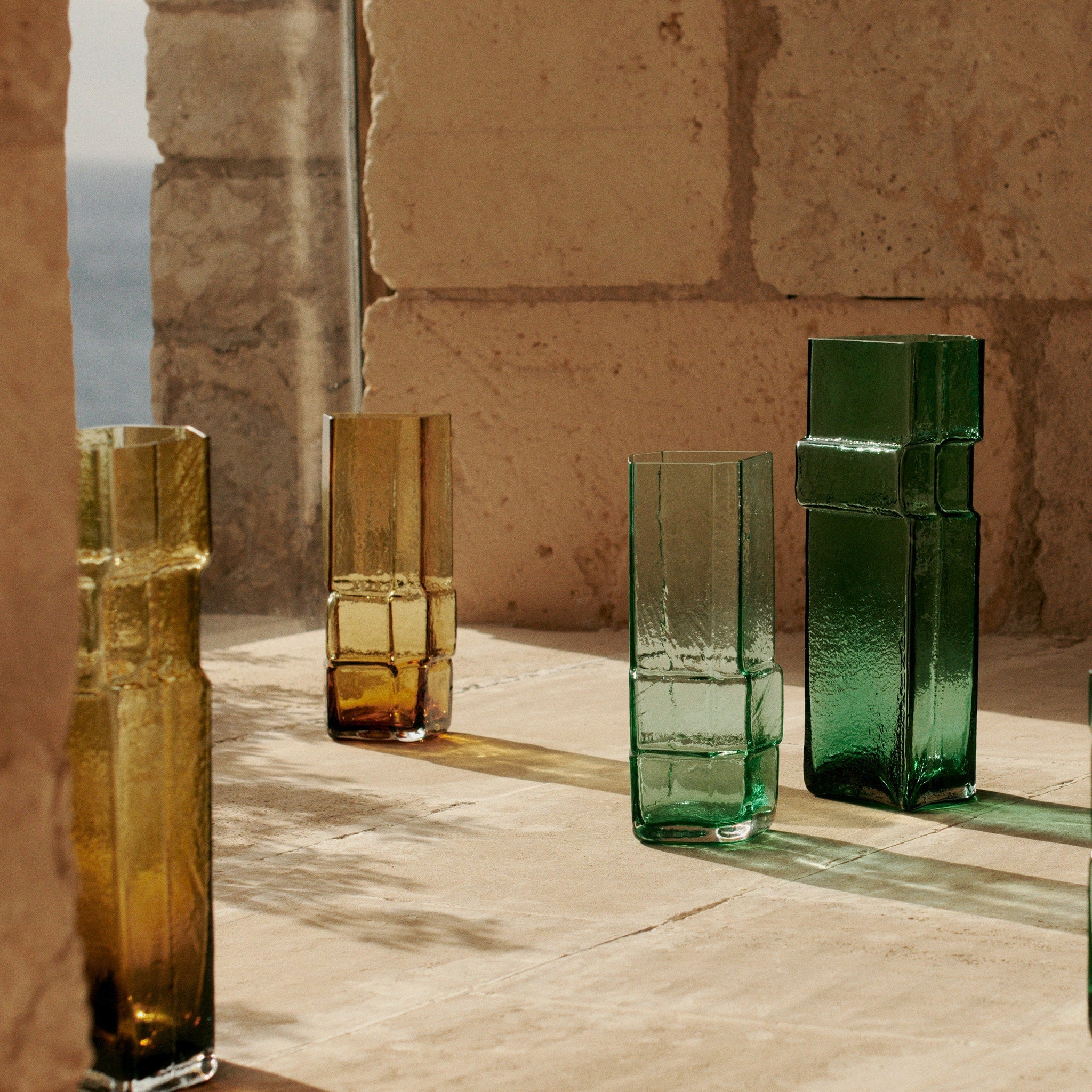 FERM LIVING Muro Vase - 15 Inch Tall Recycled Amber Glass Vase for Modern Home Decor, Centerpiece, Wedding & Living Room Display