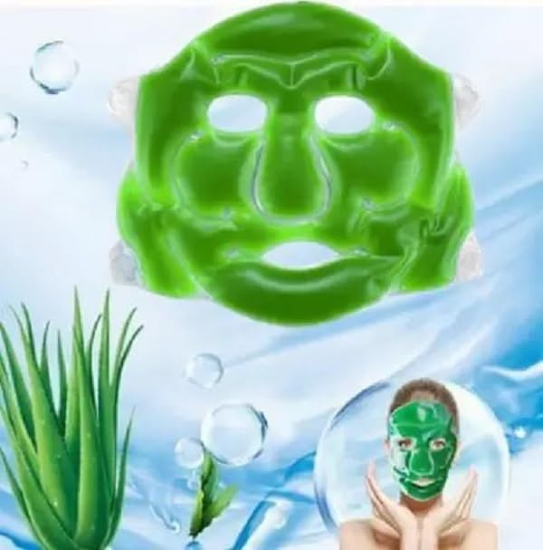 Elecsera Aloe Vera Cooling Gel Eye Mask - Reusable Full Face Gel Mask for Dark Circles, Puffiness & Wrinkles (100ml) | Perfect for Spa, Travel & Post-Workout Relaxation