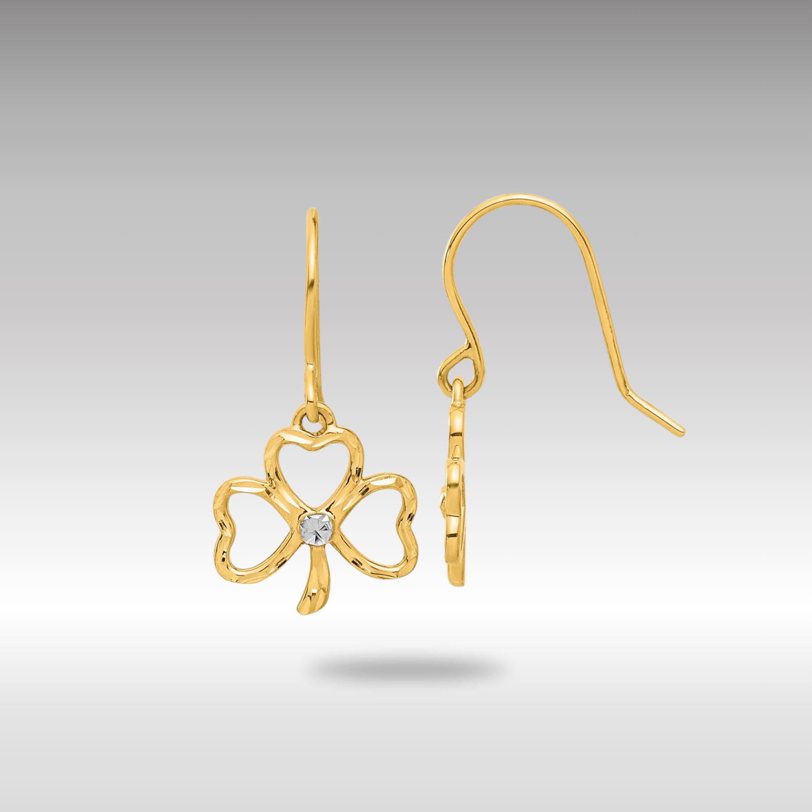 14K Gold Diamond Cut Clover Dangle Earrings for Women - Elegant Four Leaf Clover Drop Earrings TF2365 | Perfect for St. Patrick's Day, Weddings & Special Occasions