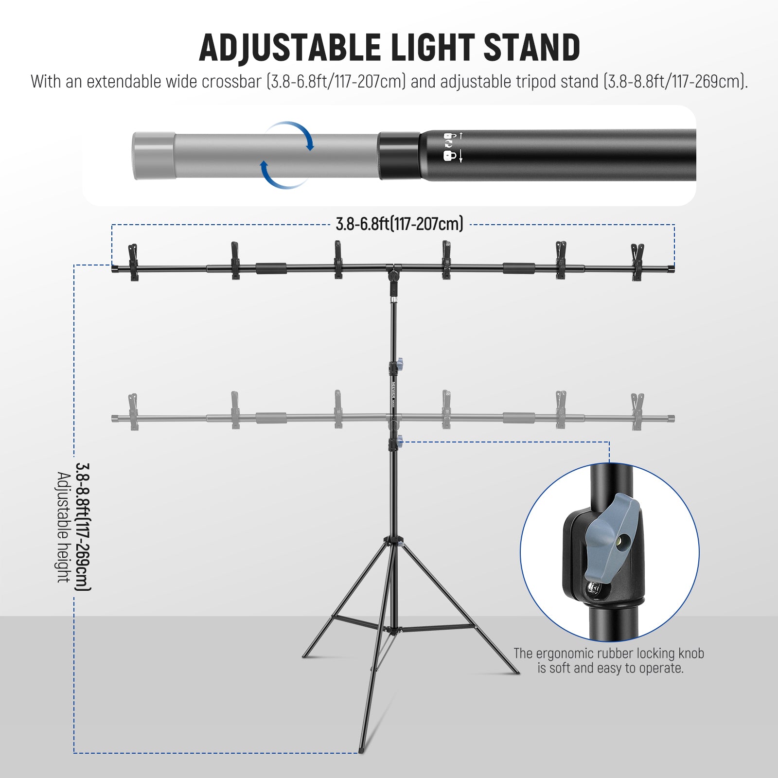 NEEWER NK005 6.8x8.8ft T-Shaped Photography Backdrop Stand Kit with Carry Bag - Perfect for Studio, Portrait, and Video Shooting Background Support