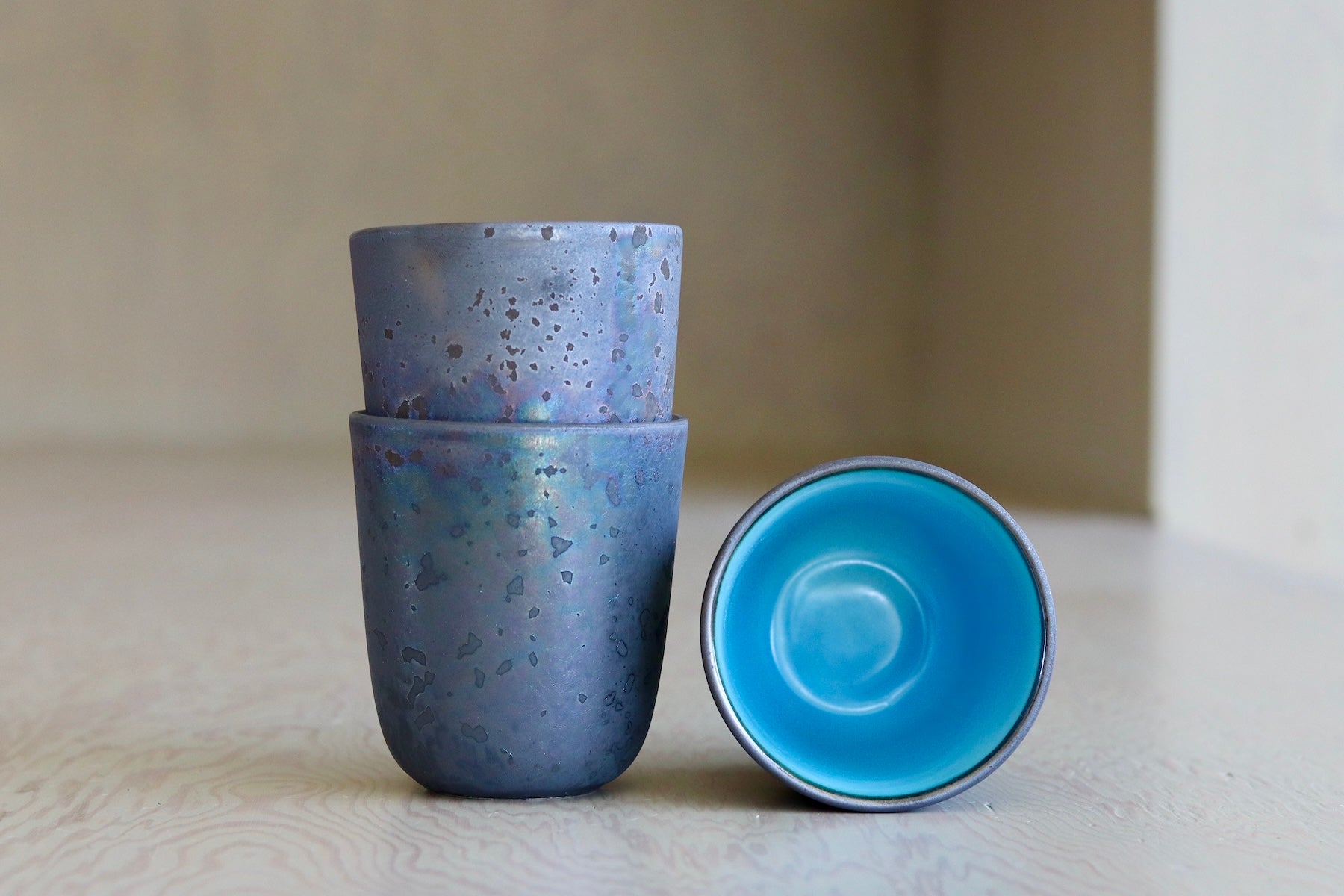 Premium One Kiln Petit Cup Ash & Blue - Perfect for Tea Ceremonies, Coffee Tasting & Home Decor