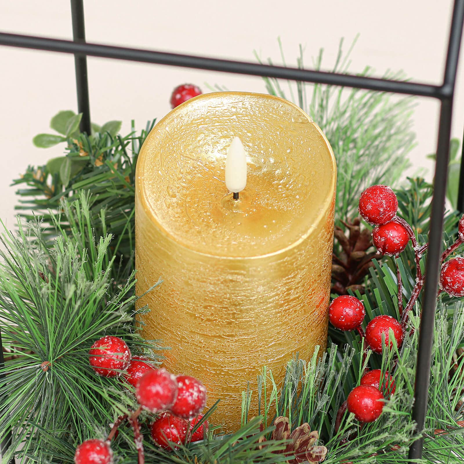 Flicker-Free Flameless LED Candles with Timer & Remote Control - Set of 3 Battery Operated Decorative Candles for Christmas, Home Decor, Weddings & Romantic Dinners - Gold Finish