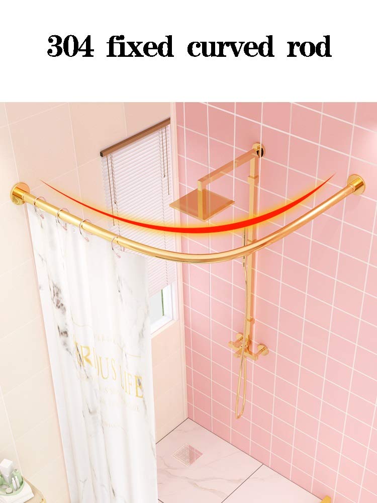 No Drill Shower Curtain Tension Rod with Rings - 304 Stainless Steel Rust-Resistant Adjustable Pull Rod (100x100cm) - Perfect for Bathrooms, Dorms, RVs & Small Spaces