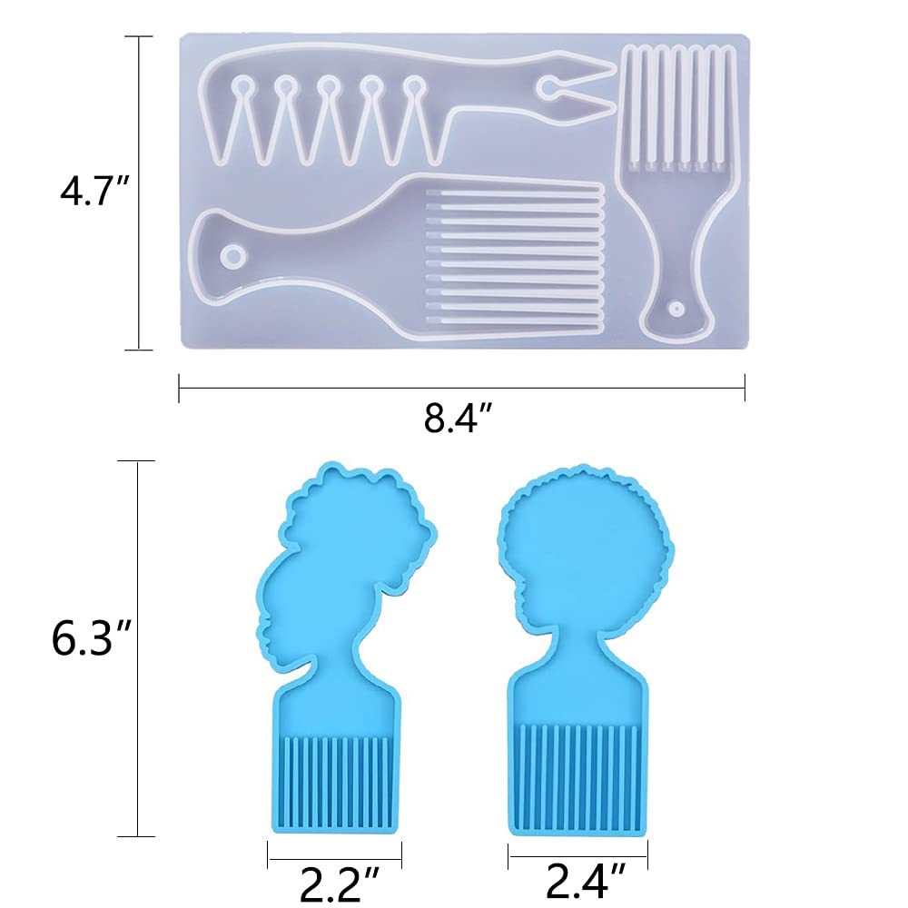 Fuerlun Hair Pick Comb with Resin Mold - Detangling & Styling Tool for Natural Hair, Curly Hair & Braids - Perfect for Salon, Home & Travel Use