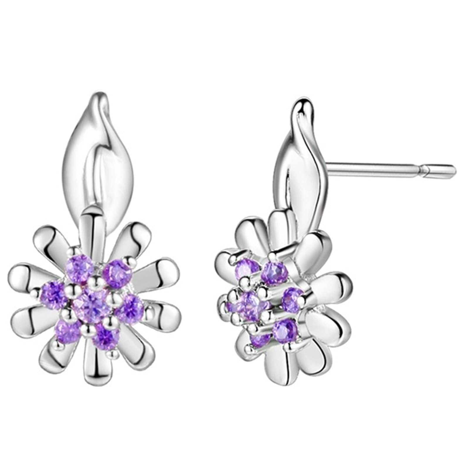 Musihy White Gold Stud Earrings for Women - Elegant Flower Design Jewelry for Everyday Wear, Parties & Special Occasions