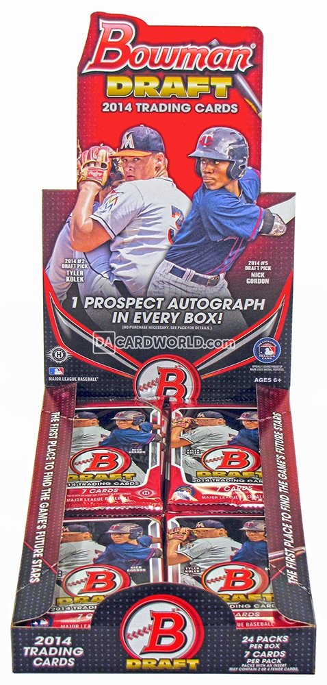 2014 Bowman Draft Hobby Baseball Box - 12 Packs with Rookie Cards & Autographs | Perfect for Baseball Card Collectors and Sports Memorabilia Enthusiasts | Great for Trading, Collecting, and Displaying in Your Sports Room
