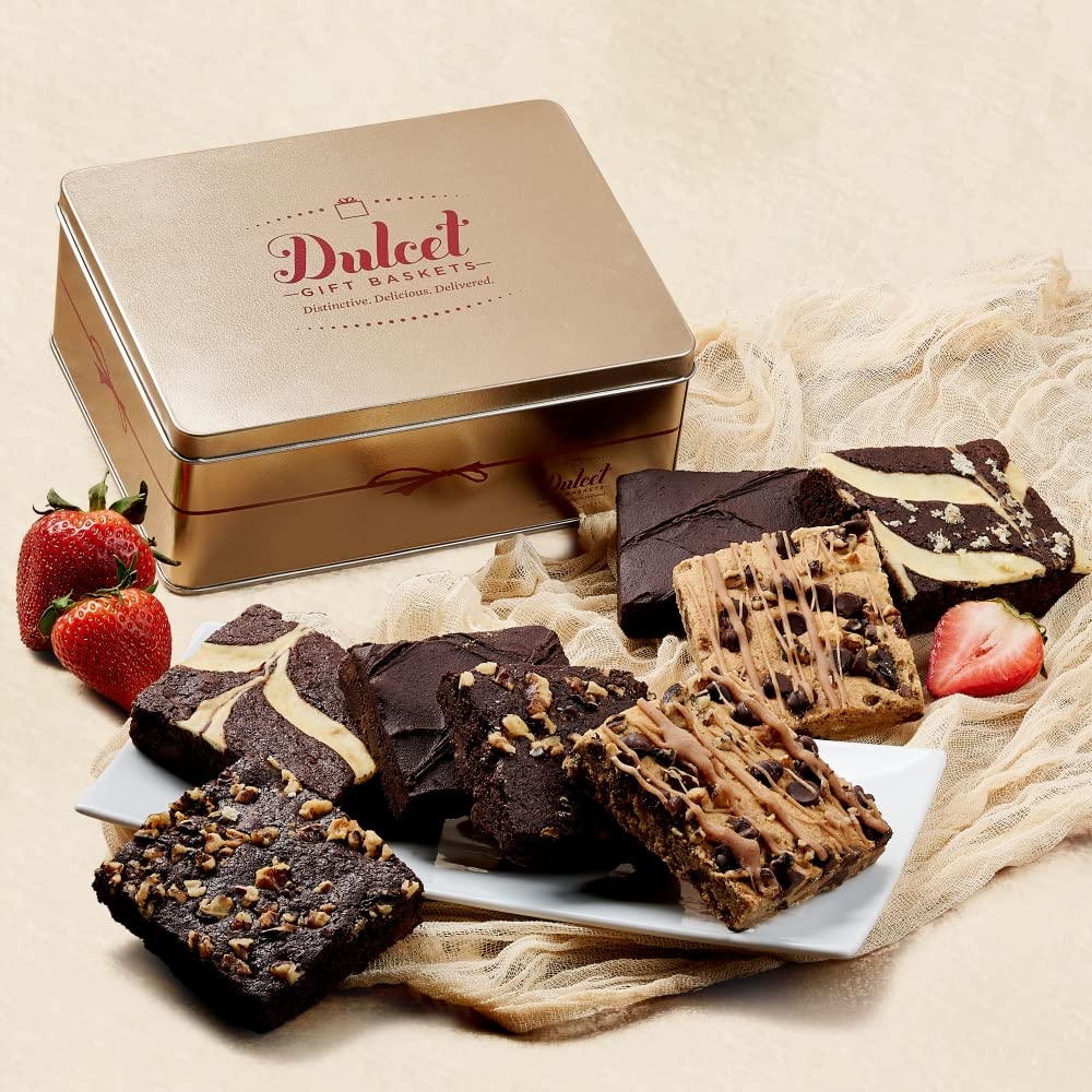 Dulcet Gourmet Gift Basket with Chocolate Brownies & Walnuts - Perfect for Holidays & Corporate Gifting