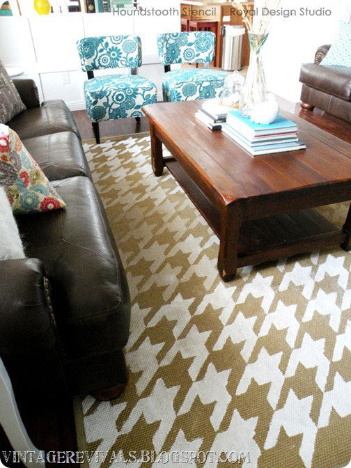Houndstooth Pattern Wall Stencil - DIY Home Decor for Living Room, Bedroom, and Office - Reusable Painting Template for Creative Wall Designs