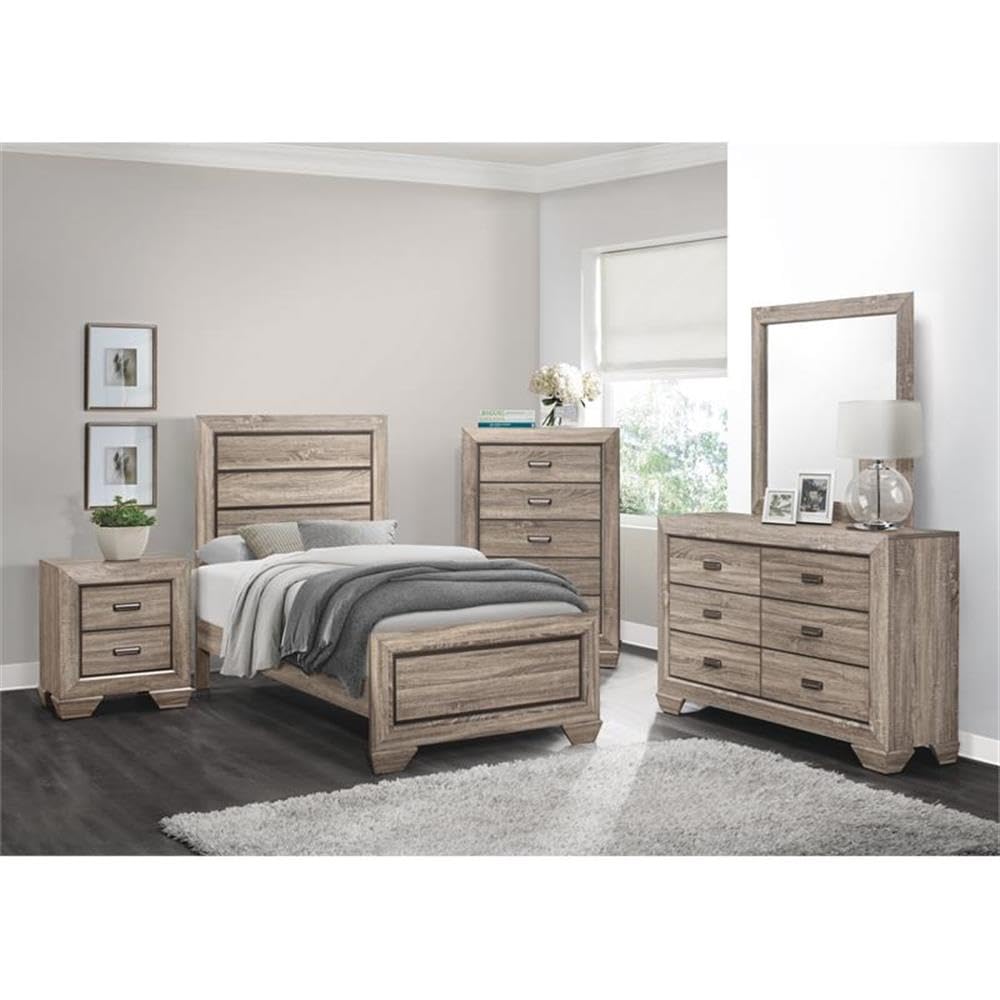 Homelegance Beechnut Contemporary Rustic 2-Drawer Nightstand in Light Elm & Black - Perfect for Bedroom, Guest Room, or Small Space Storage