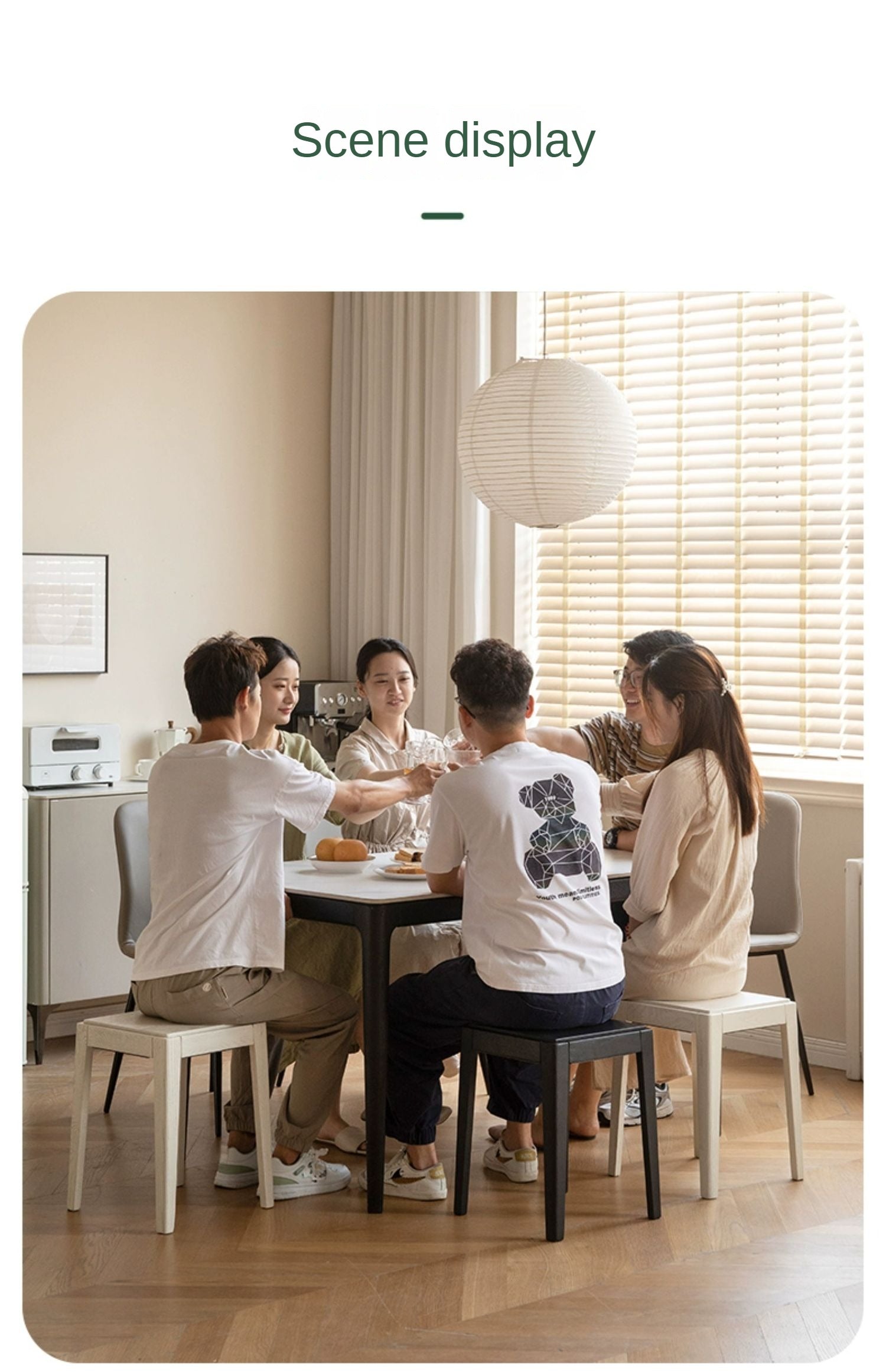 Solid Oak Wood Square Stackable Dining Stool - Sturdy & Space-Saving for Kitchen, Bar, or Dining Room