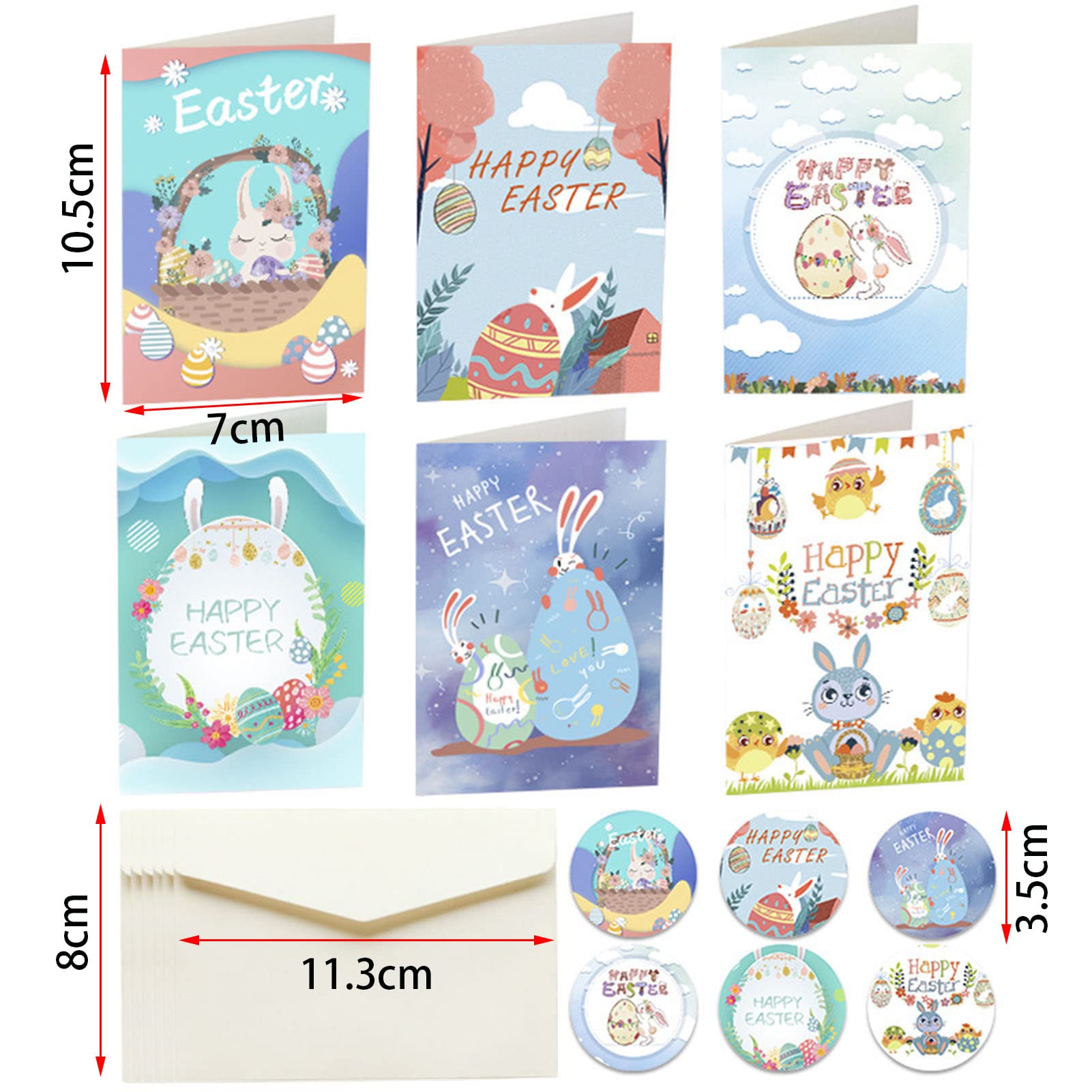 72 Pack Easter Greeting Cards with Envelopes & Bunny Egg Stickers - Bulk Easter Card Set for Kids, Family & Friends - Perfect for Easter Celebrations, Spring Parties & Classroom Activities (Multicolor)