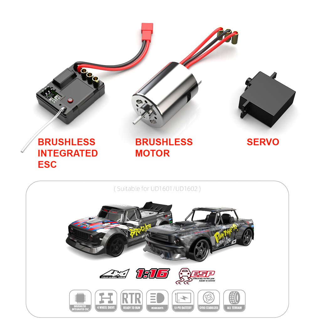 UDIRC UD1601 PRO/Basic 1/16 Scale 4WD RC Car - 40km/h High Speed, 2.4G Remote Control, LED Lights, Ready-to-Run Drift Vehicle for Kids & Adults - Perfect for Racing, Off-Roading & Backyard Fun
