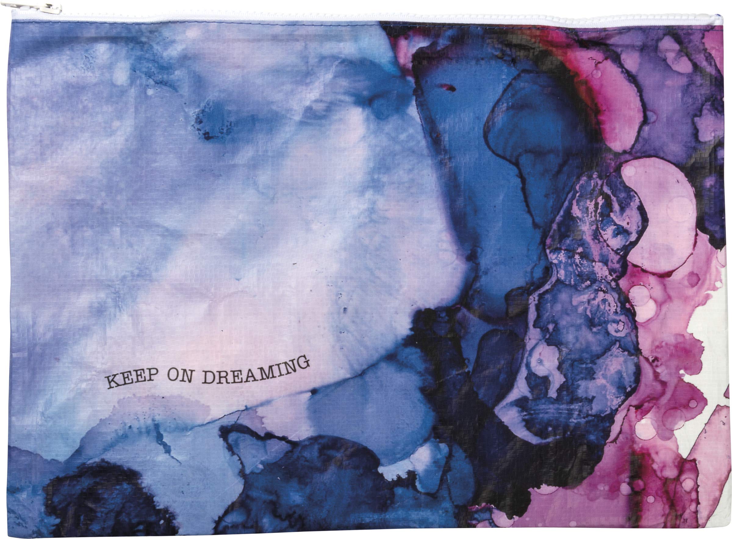 Kathy Keep On Dreaming Large Watercolor Zipper Pouch - Perfect for School, Office & Travel Organization | Aesthetic Stationery Storage