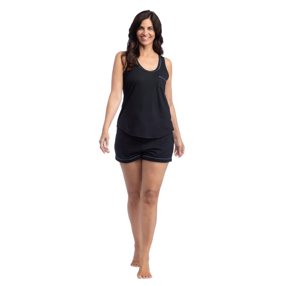 Softies Cali Scoop Neck Tank Shorty PJ Set for Women - Breathable Summer Sleepwear for Cool & Comfortable Nights - Perfect for Lounging, Sleepovers, and Hot Weather Relaxation