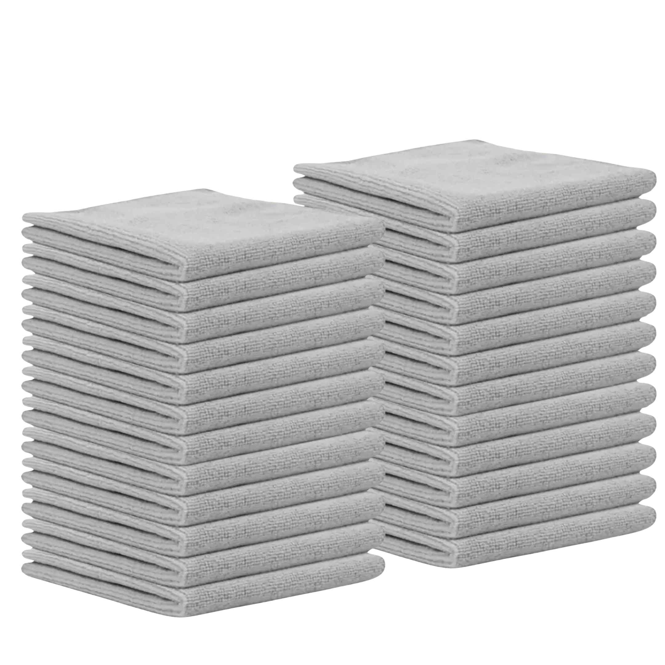 Premium Microfiber Cleaning Cloths for Kitchen, Home & Car - 300GSM Super Absorbent, Lint-Free Towels (24-Pack, Gray) - Perfect for Dishes, Countertops, Windows & Auto Detailing