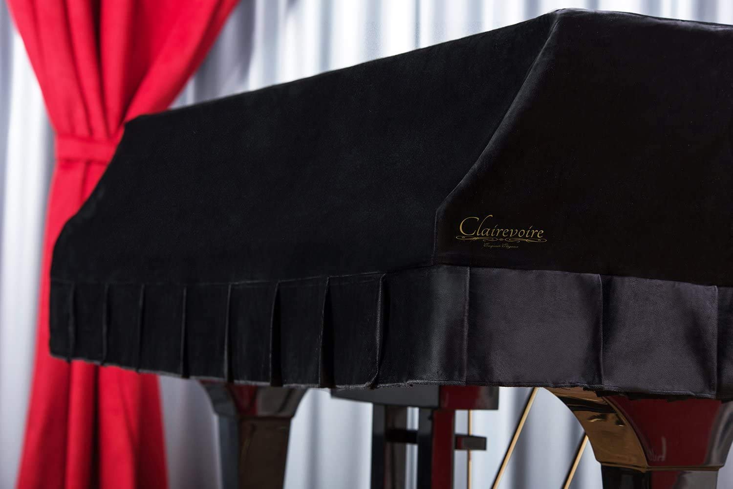 Yamaha Grand Piano Cover Waterproof - Velvet Dust Cover for 5’3” Yamaha C1 Piano, Charcoal Black | Perfect for Home, Studio & Stage Protection