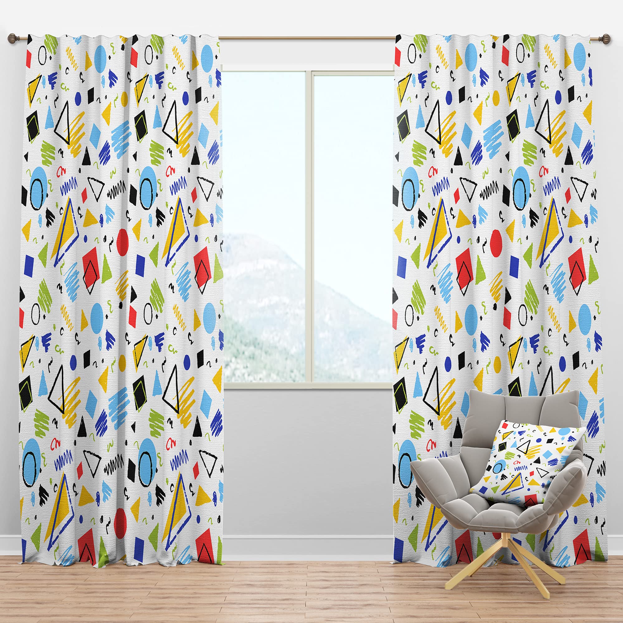 DesignQ Blackout Curtains - Geometric Retro Pattern III - Thermal Insulated Bedroom & Living Room Drapes (52x84, Single Panel) for Better Sleep & Energy Efficiency