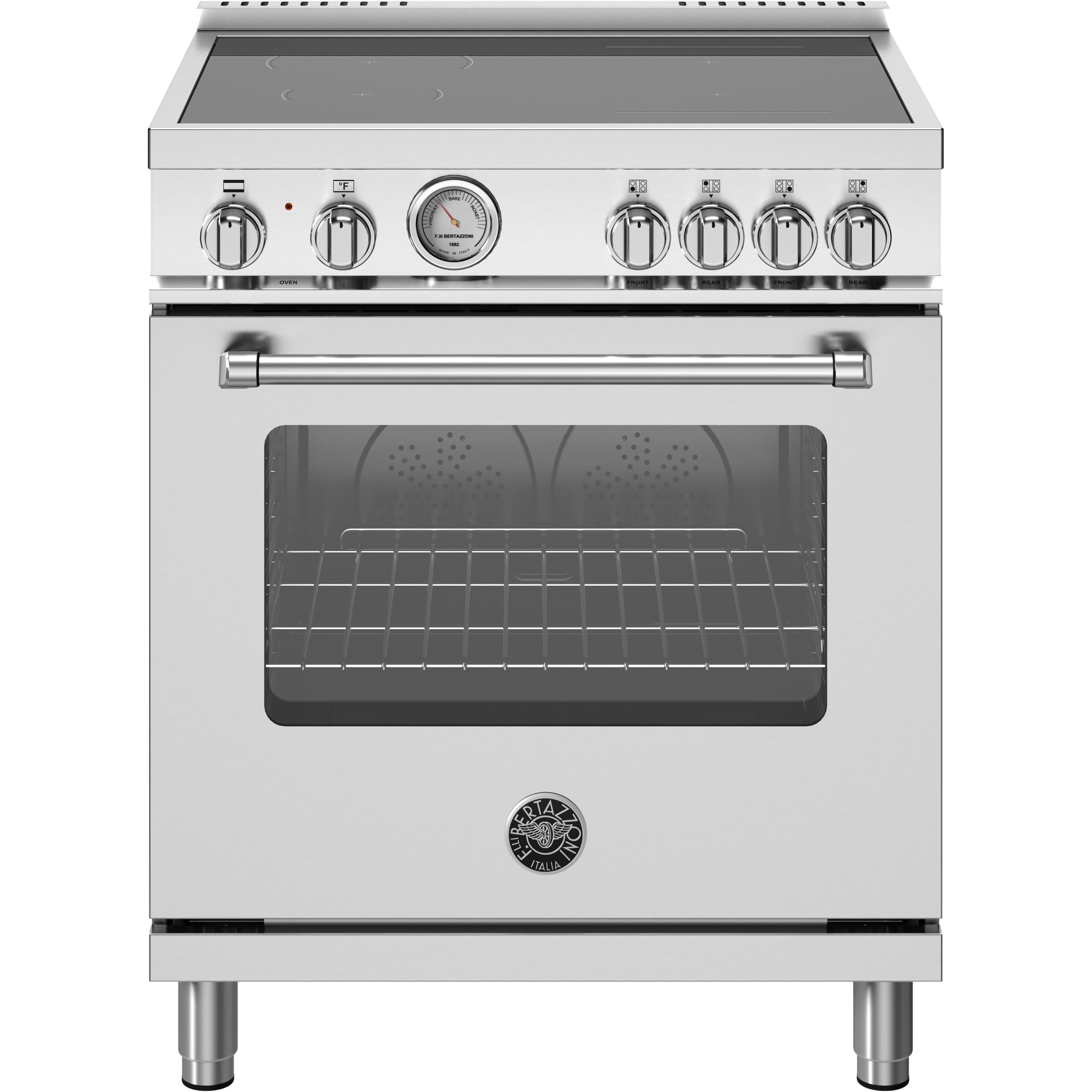 Bertazzoni 30 Inch Freestanding Induction Range MAS304INMXV - Professional Italian Kitchen Appliance for Home Chefs | Perfect for Modern Kitchens, Cooking Enthusiasts & Gourmet Meal Preparation
