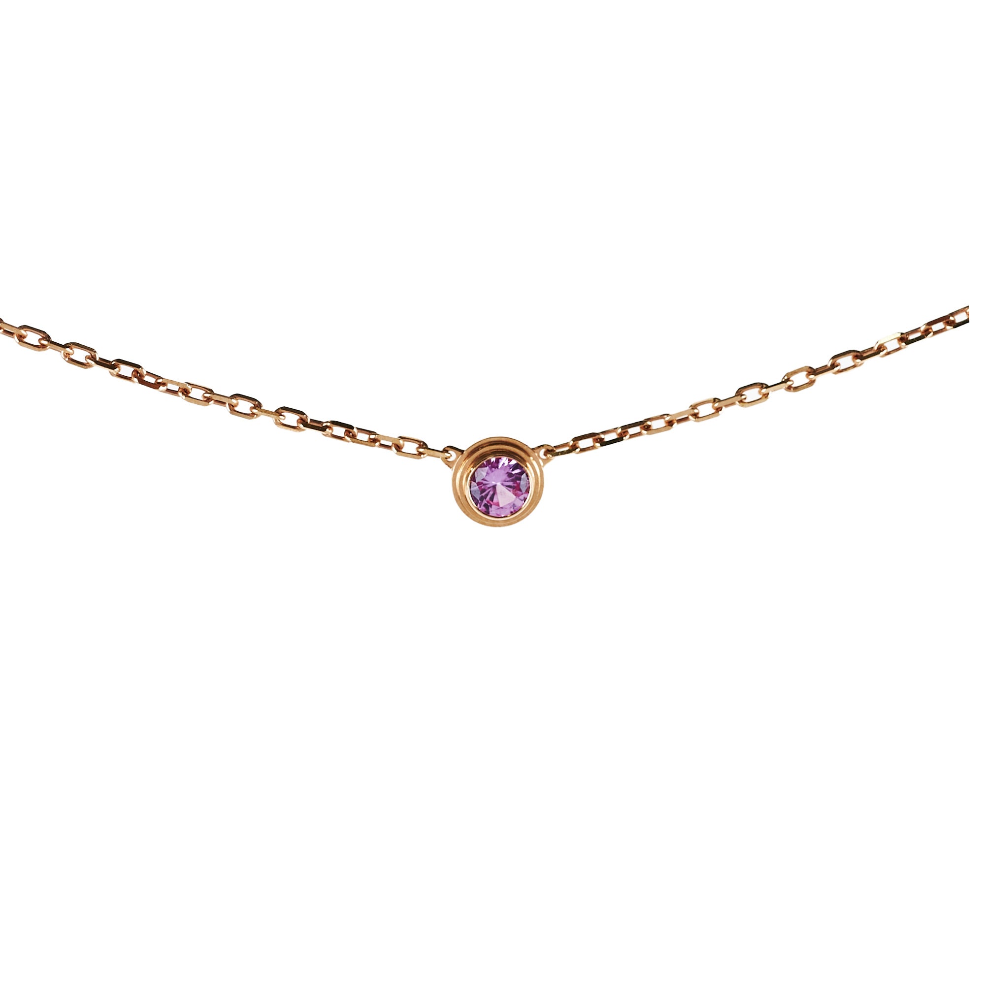 Cartier D'amour Necklace with Pink Sapphire - Elegant Jewelry Gift for Women, Anniversary & Special Occasions
