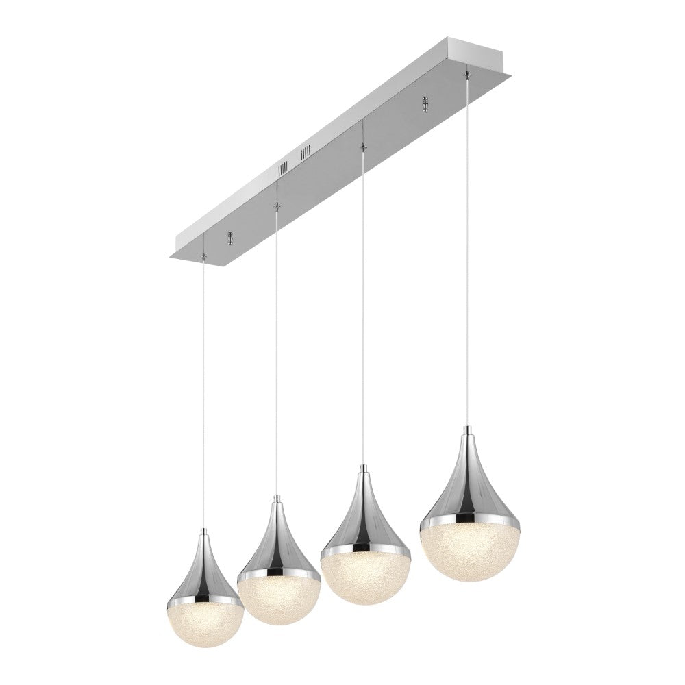 Modern Mid-Century Teardrop LED Pendant Light - Iron/Acrylic Linear Chandelier for Dining Room, Kitchen Island & Living Room Lighting