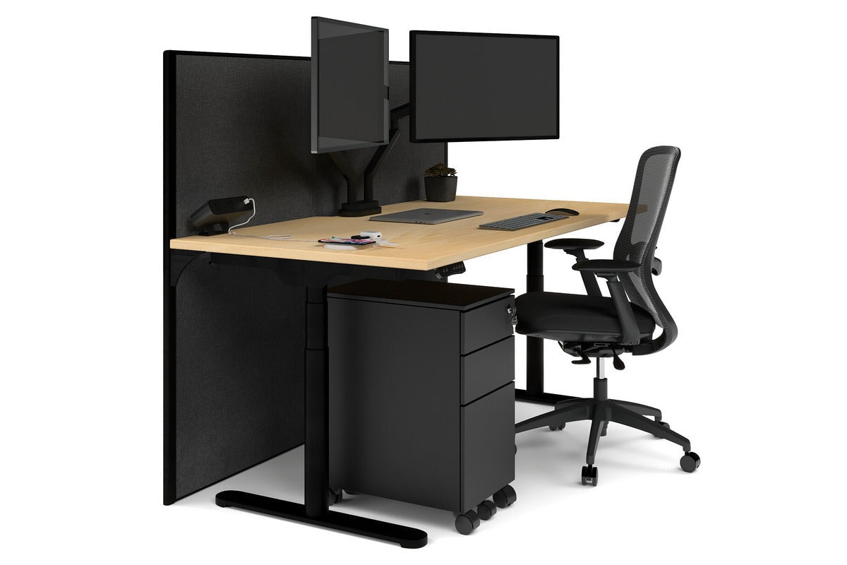 Flexi Premium Height Adjustable Single Workstation Desk - 1600L x 800W with Cable Management Scallop | Ergonomic Standing Desk for Home Office & Workspace
