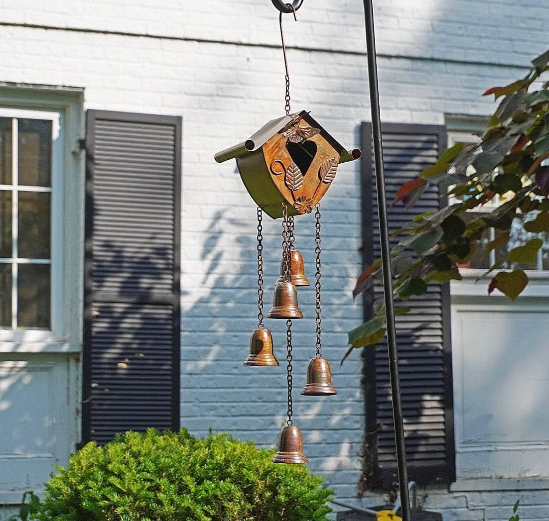 Handmade Wooden Birdhouse Wind Chime - Outdoor Garden Decor with Melodic Tones for Patio, Porch & Backyard Relaxation