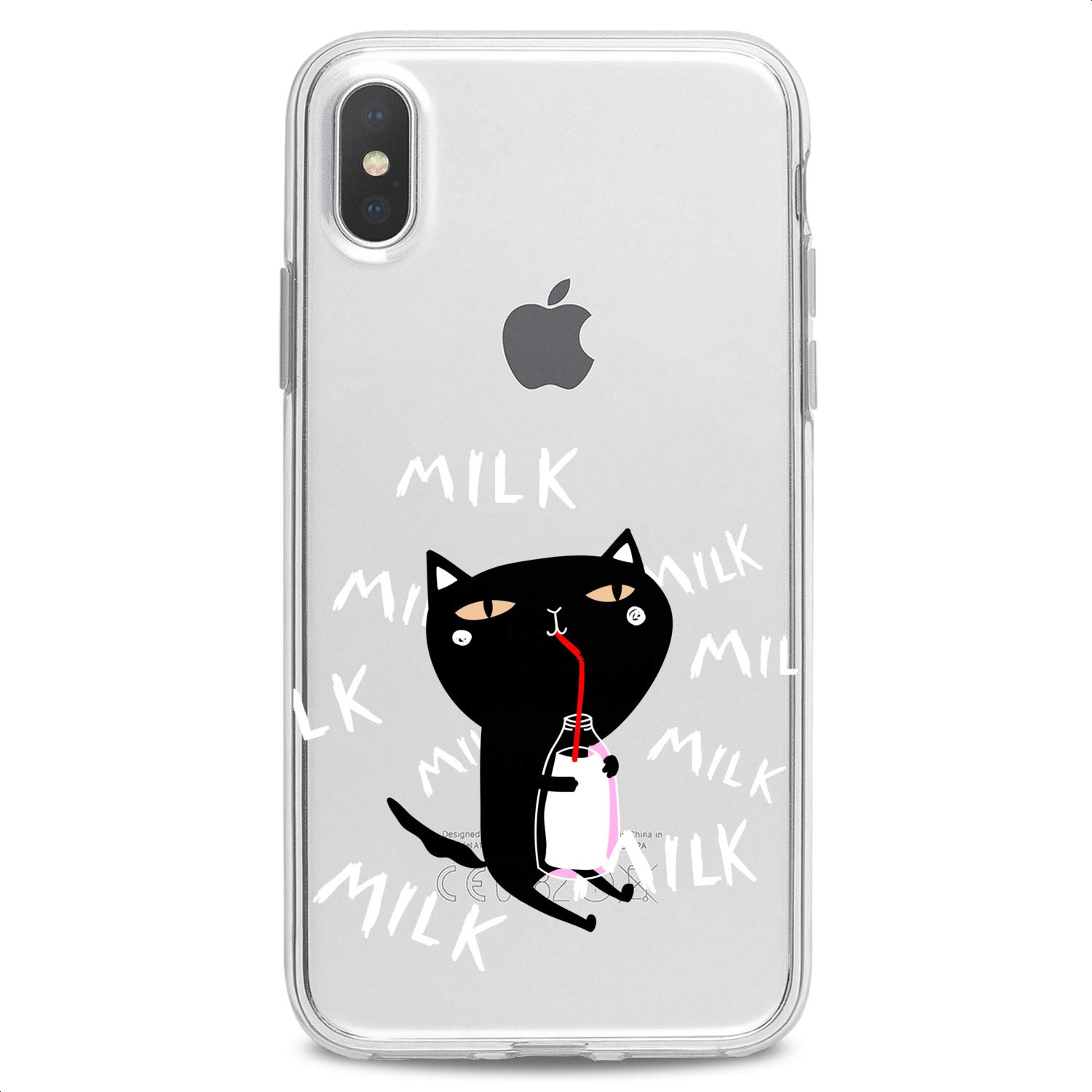 Premium TPU Phone Case for iPhone 16/15/14/13/12/11 Pro Max/Plus/Mini/XS/XR/X/8+/7/6/5/SE - Cute Kawaii Cat Design with Milky Clear Silicone Protection | Slim Fit, Flexible & Durable | Perfect for Everyday Use, Gift Giving & Cat Lovers