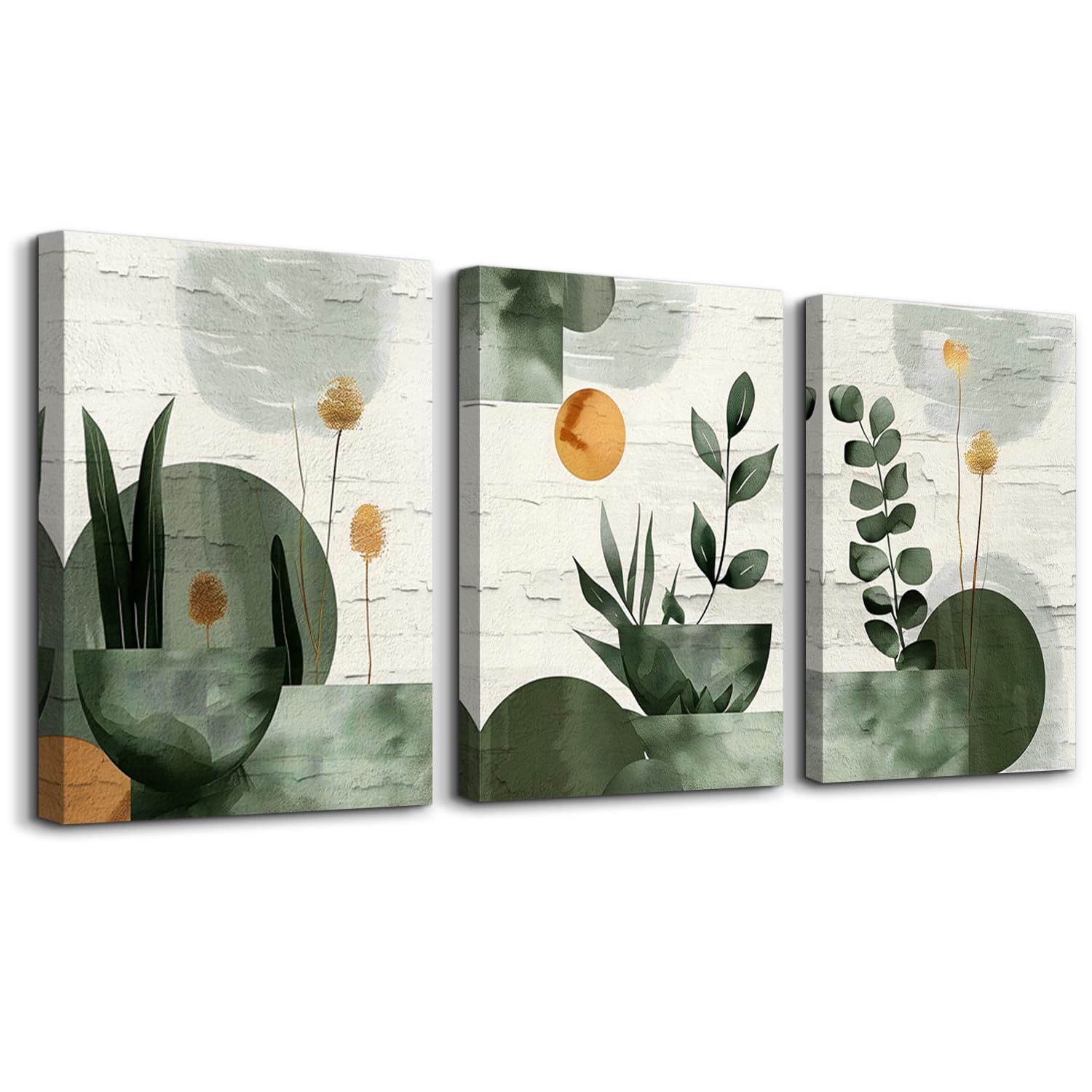 Boho Wall Art Canvas - Abstract Geometric Wall Decor for Bedroom, Living Room, Office & Bathroom - Ready to Hang 3-Piece Set - Perfect for Modern Home Decor & Housewarming Gifts