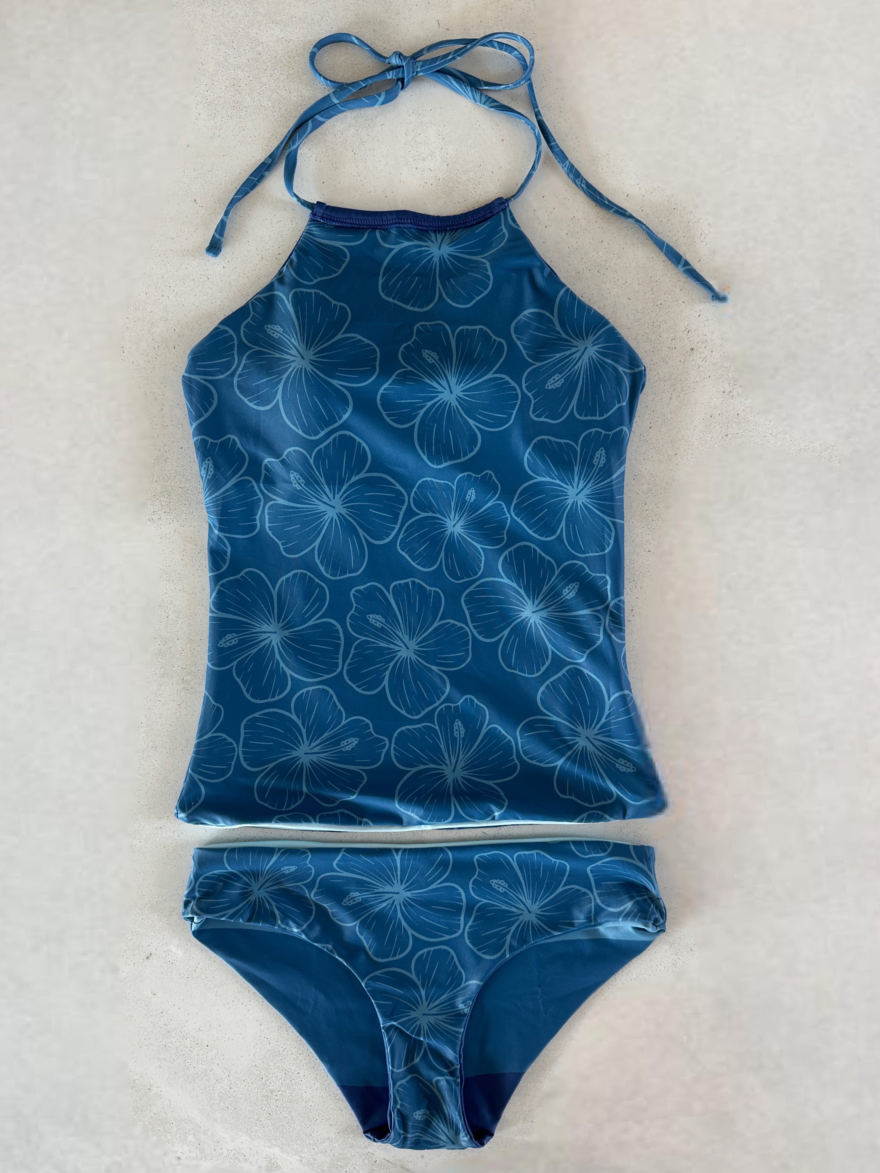 Flora Tween Reversible Tankini Swimsuit for Girls - 2-in-1 Adjustable Bikini Top & Swim Shorts - Perfect for Pool, Beach & Summer Water Activities