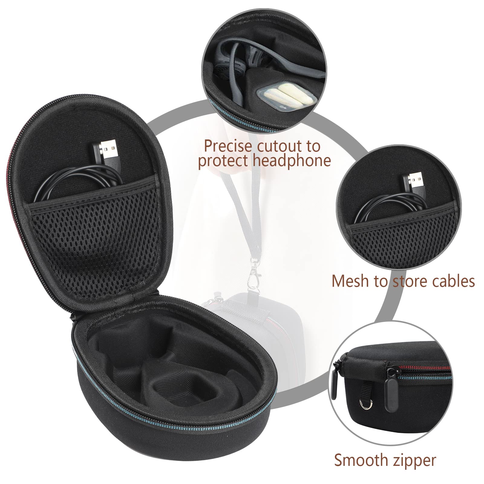 Durable Hard Protective Case for AfterShokz Trekz Air/Aeropex/Titanium Mini/OpenRun Pro Bone Conduction Headphones - Travel & Sports Storage Cover (Black) - Perfect for Gym, Running, Hiking & Outdoor Activities