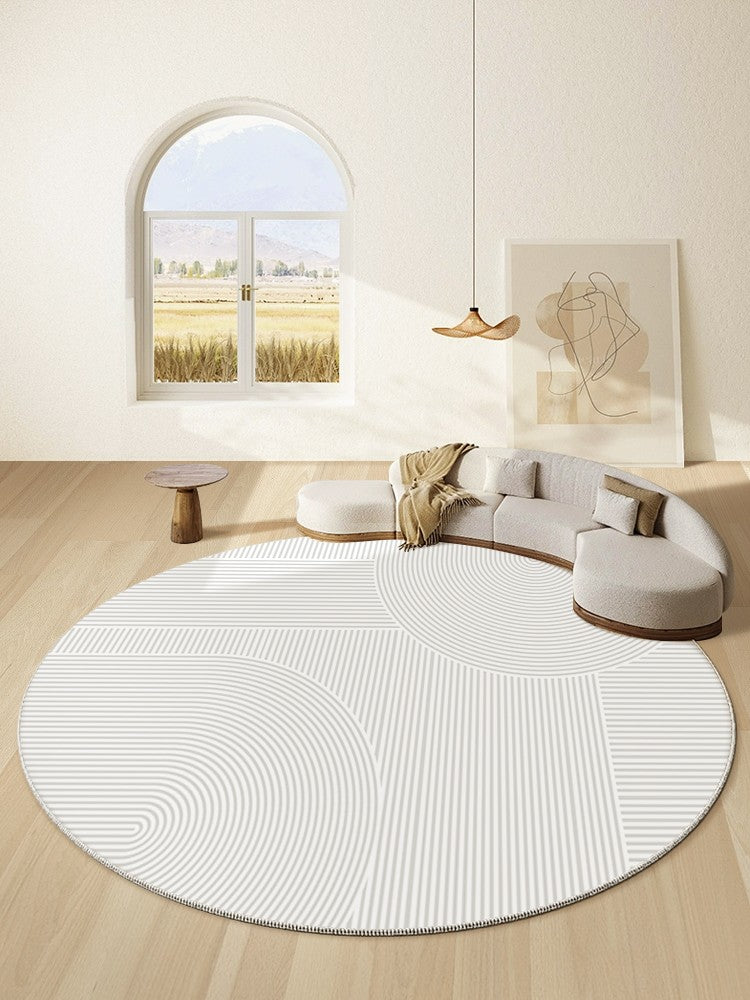 Modern Geometric Area Rugs - Round Carpets for Dining Room, Bedroom & Living Room - Abstract Contemporary Design for Home Decor - Perfect Under Table, Next to Bed or as Stylish Floor Covering